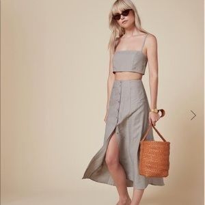 Reformation Two Piece Augie Set Top Skirt